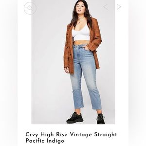 Free People CRVY denim High Rise Straight Leg Size 34